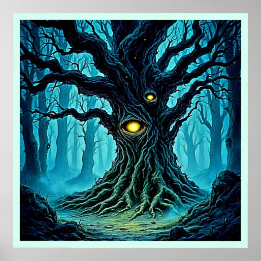 Mystische Forest Eye Tree Art Poster (Vorne)