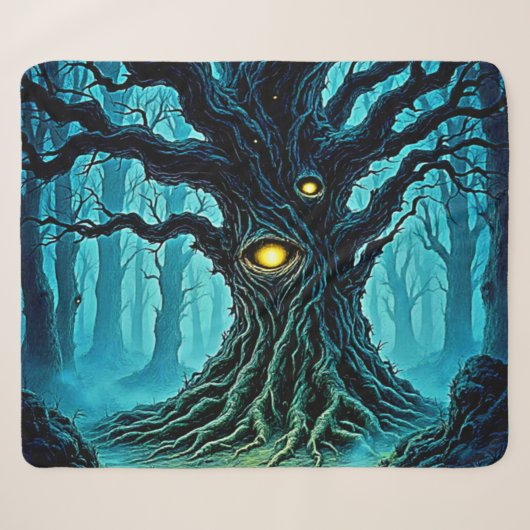 Mystische Forest Eye Tree Art Sherpadecke (Vorderseite (Horizontal))