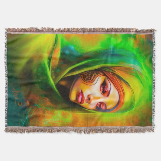 Mystische Frau in Neonfarben Decke (Vorderseite)