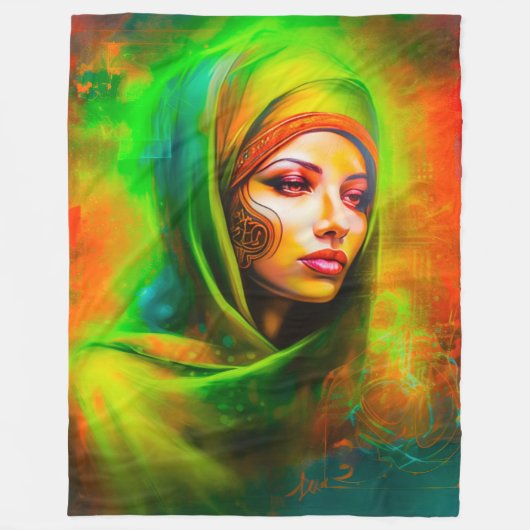 Mystische Frau in Neonfarben Fleecedecke (Vorderseite)