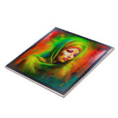 Mystische Frau in Neonfarben Fliese (Seite)