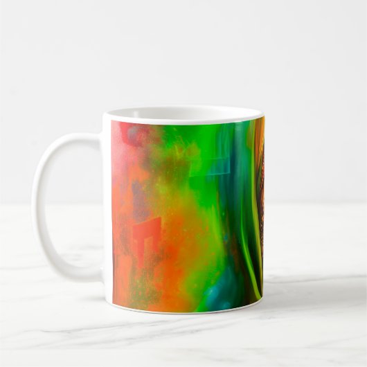 Mystische Frau in Neonfarben Kaffeetasse (Links)