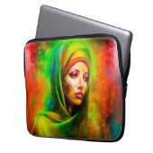 Mystische Frau in Neonfarben Laptopschutzhülle (Vorderseite Links)