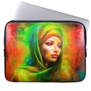 Mystische Frau in Neonfarben Laptopschutzhülle