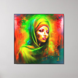 Mystische Frau in Neonfarben Leinwanddruck