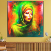 Mystische Frau in Neonfarben Leinwanddruck (Insitu (Wohnzimmer))