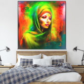 Mystische Frau in Neonfarben Leinwanddruck (Insitu (Schlafzimmer))