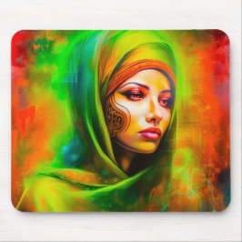 Mystische Frau in Neonfarben Mousepad