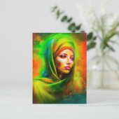 Mystische Frau in Neonfarben Postkarte (Stehend Vorderseite)