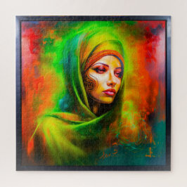 Mystische Frau in Neonfarben Puzzle