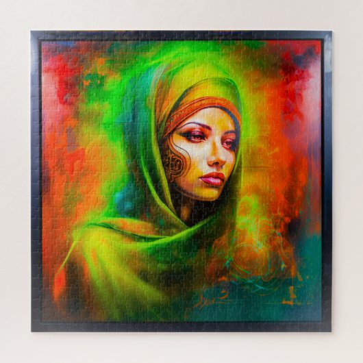 Mystische Frau in Neonfarben Puzzle (Vertikal)