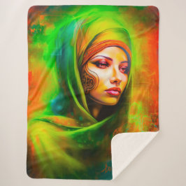 Mystische Frau in Neonfarben Sherpadecke