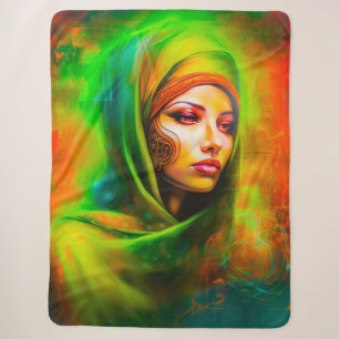 Mystische Frau in Neonfarben Sherpadecke