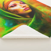 Mystische Frau in Neonfarben Sherpadecke (3/4)