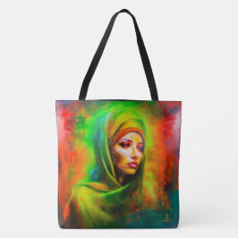 Mystische Frau in Neonfarben Tasche