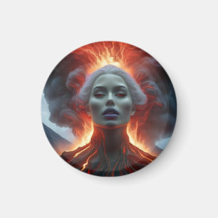 Mystische Frau materialisiert aus dem Vulkan Lava Magnet