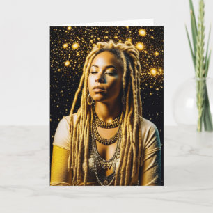 Mystische Frau mit Dreadlocks in Meditation  Karte