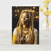 Mystische Frau mit Dreads, die meditativ sind Karte (Gelbe Blume)