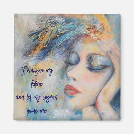 Mystische Frau mit Feathers Magnet (Vorne)