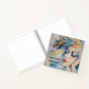 Mystische Frau mit Feathers SketchSpiral-Notebook Notizblock