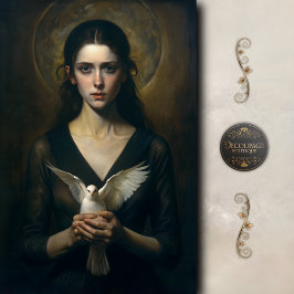 Mystische Frau mit Taubenrückbildung Seidenpapier