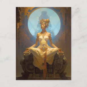 Mystische Frauen meditieren Blue Gold Fantasy Art Postkarte