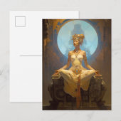 Mystische Frauen meditieren Blue Gold Fantasy Art Postkarte (Vorne/Hinten)