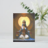 Mystische Frauen meditieren Blue Gold Fantasy Art Postkarte (Stehend Vorderseite)