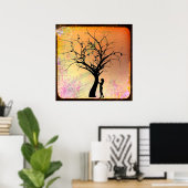 Mystische Frauen und Silhouette der Bäume Poster (Heimbüro)