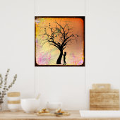 Mystische Frauen und Silhouette der Bäume Poster (Küche)