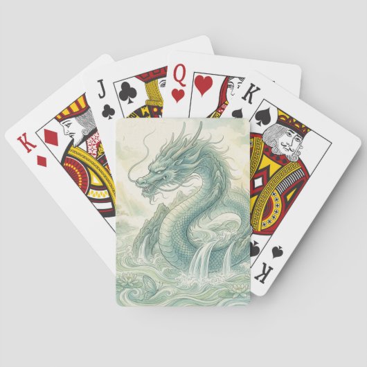 Mystische Fuchs-Drache-Wasserfarbenkunst (2) Spielkarten (Rückseite)