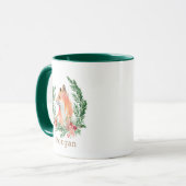 mystische Fuchs immergrüne Kranzmonogramm-Tasse Tasse (Vorderseite Links)