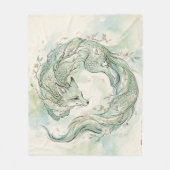 Mystische Fuchsdrachen-Aquarellkunst (1) Fleecedecke (Vorderseite)