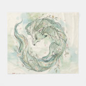 Mystische Fuchsdrachen-Aquarellkunst (1) Fleecedecke (Vorderseite (Horizontal))
