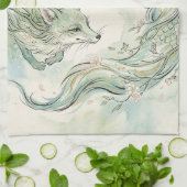 Mystische Fuchsdrachen-Aquarellkunst (1) Geschirrtuch (Gefaltet)