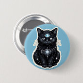 Mystische Galaxie-Katzen-Button – Kosmisches Dritt Button (Vorne & Hinten)