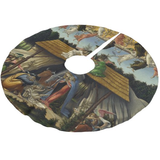 Mystische Geburt Christi durch Sandro Botticelli Polyester Weihnachtsbaumdecke (Schrägansicht)