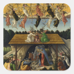 MYSTISCHE GEBURT von Sandro Botticelli ,Weihnachte Quadratischer Aufkleber