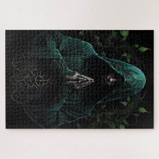 Mystische Gesteinsfigur im grünen Gebet Puzzle (Horizontal)