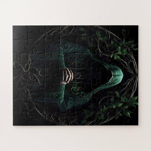 Mystische Gesteinsfigur im grünen Gebet Puzzle (Horizontal)