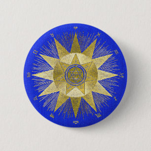 Mystische goldene Sternzeichen-Sonnenstrahlen-Astr Button