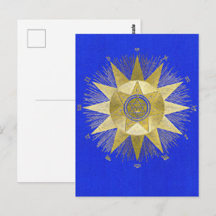 Mystische goldene Sternzeichen-Sonnenstrahlen-Astr Postkarte
