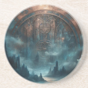Mystische Gothic-Steampunk-Kunst - Blaue Kupferpat Getränkeuntersetzer
