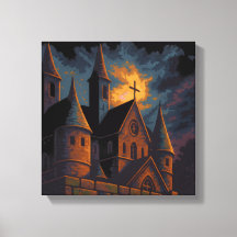 Mystische gotische Burg unter Mondlicht