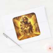 Mystische Göttin des Lichts mit strahlenden Feenfl Quadratischer Aufkleber (Umschlag)