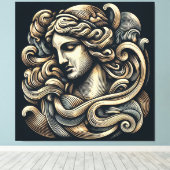 Mystische Göttin - Vintage Gravur Leinwanddruck (Insitu (Holzboden))