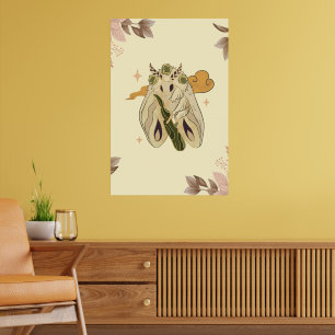 Mystische Grafik, beige Fee Moth Poster
