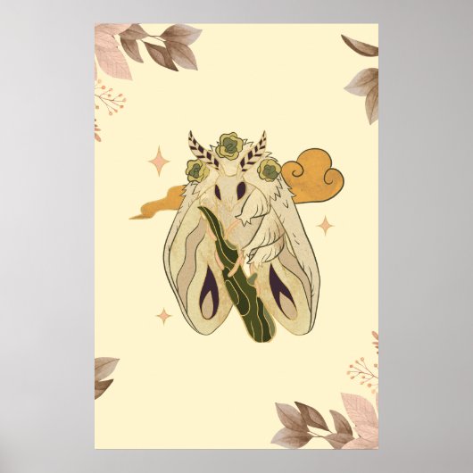 Mystische Grafik, beige Fee Moth Poster (Vorne)
