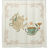 Mystische Grafik, beige Tea Time Duschvorhang (Vorderseite)