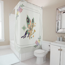 Mystische Grafik, grüne Fee Schmetterling Duschvorhang